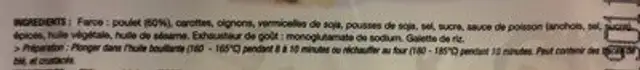 8 Pâtés Impériaux au Poulet ingredients label