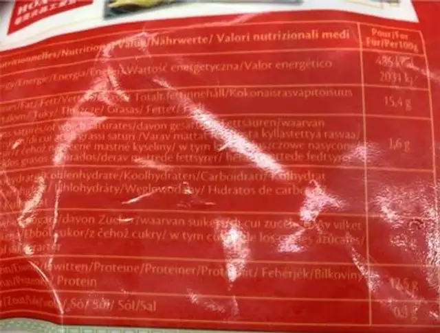 Samoussa aux légumes nutrition facts table
