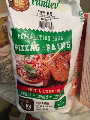 Préparation pour pizzas et pains front packaging