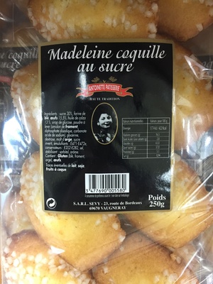 Madeleines coquille au sucré front packaging