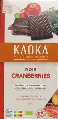 Chocolat noir cranberries front packaging