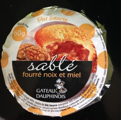Sablé fourré noix et miel front packaging