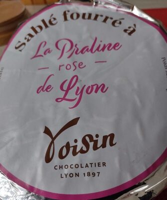 Sablé fourré à la praline rose de Lyon front packaging