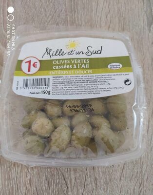 Olives vertes cassées à l'ail