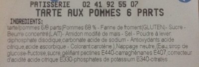 Tarte aux pommes ingredients label