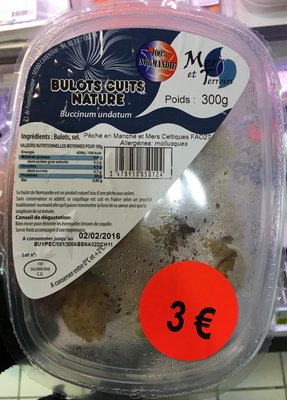 Bulots cuits nature front packaging