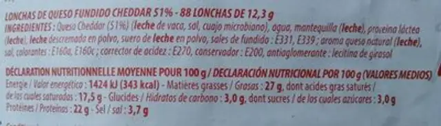 cheddar fondu nutrition facts table