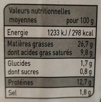 4 Knacks nutrition facts table