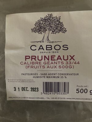 Pruneaux calibre géants 33/44 (fruits aux 500 g)