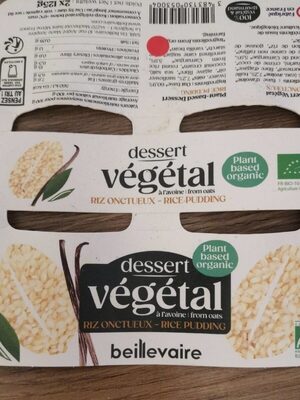 Dessert Végétal à l'avoine - Riz onctueux front packaging