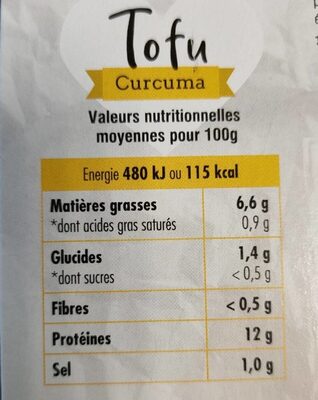 Tofu Curcuma nutrition facts table
