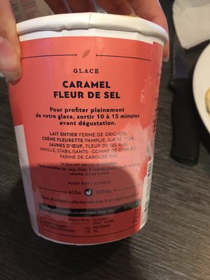 Glace caramel ingredients label