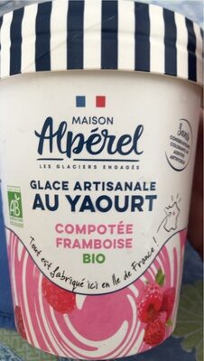 Glace artisanale au yaourt compotee framboise bio