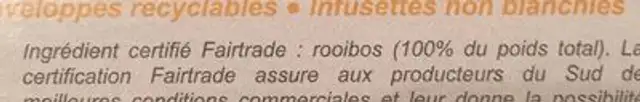 Rooibos ingredients label