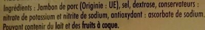 Allumettes de Jambon Cru ingredients label