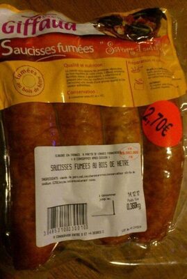 Saucisses fumees Giffaud, 4 pieces