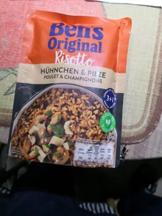 Risotto Hühnchen Pilze ingredients label