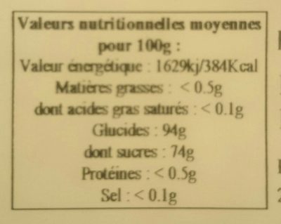 Bonbons miel gelée royale -pollen nutrition facts table