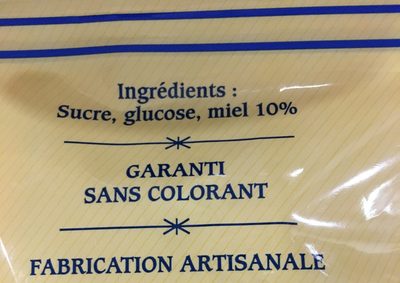 Pastille au miel ingredients label