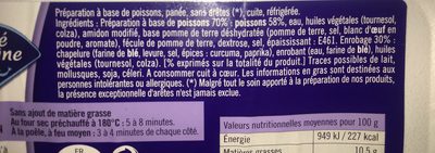 Nuggets au Poisson Panés ingredients label