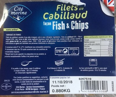 Filet de cabillaud Fish and Chips