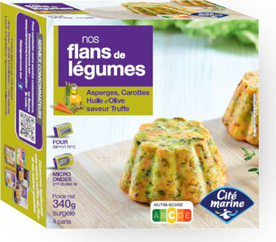 Flan aux asperges, carottes huile d'olive truffe front packaging