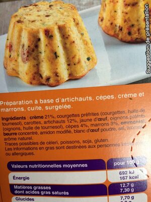 Flan aux asperges, carottes huile d'olive truffe ingredients label