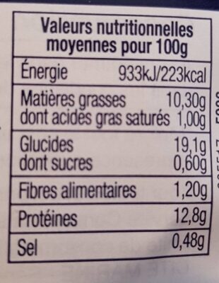 Aiguillettes de cabillaud MSC panées - 210g - Frais nutrition facts table