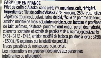 Filets de colin d'Alaska MSC meunière - 200g - Frais ingredients label