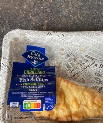 Filets de cabillaud  façon fish and chips front packaging