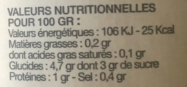 Sauce tomate provençale sans sucre ajouté nutrition facts table