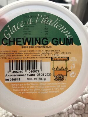 Glace chewing gum front packaging