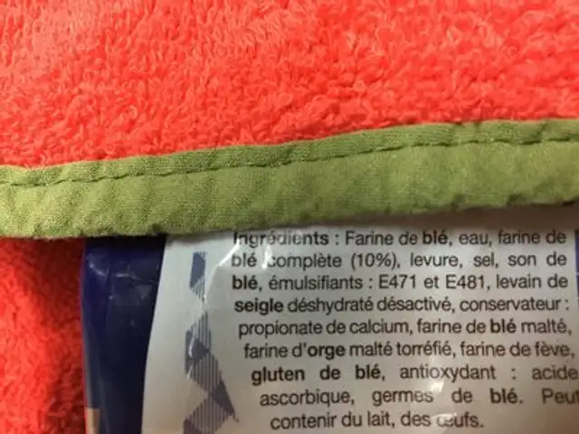 Pain spécial ingredients label