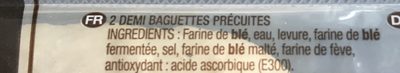 Baguette ingredients label