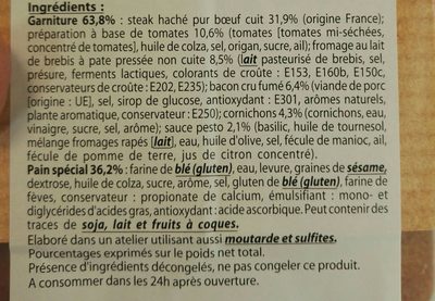 Burger Le Basque ingredients label