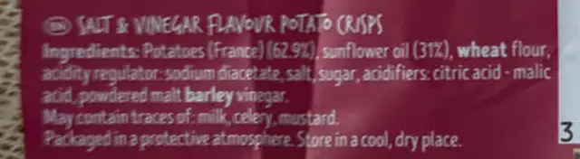 čips ingredients label