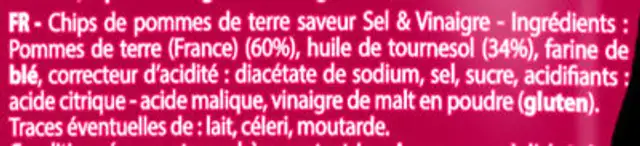 Chips saveur sel & vinaigre Les Aromatisées ingredients label