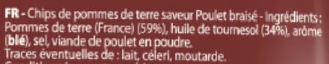 Chips Poulet Braisé ingredients label