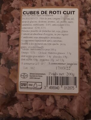 Cubes de rôti cuit front packaging
