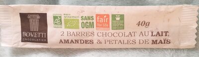 2 barres chocolat au lait front packaging