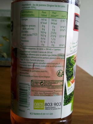 Tropicana Pomme origine France 1 L