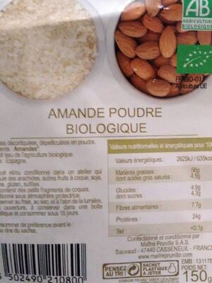 Amandes poudre biologique