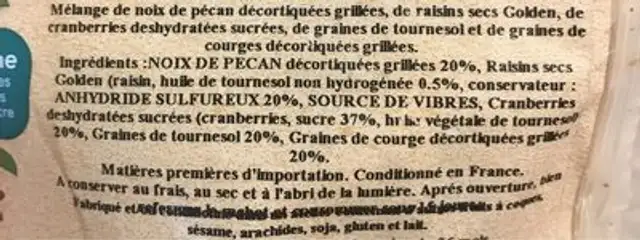 Mélange happy ingredients label
