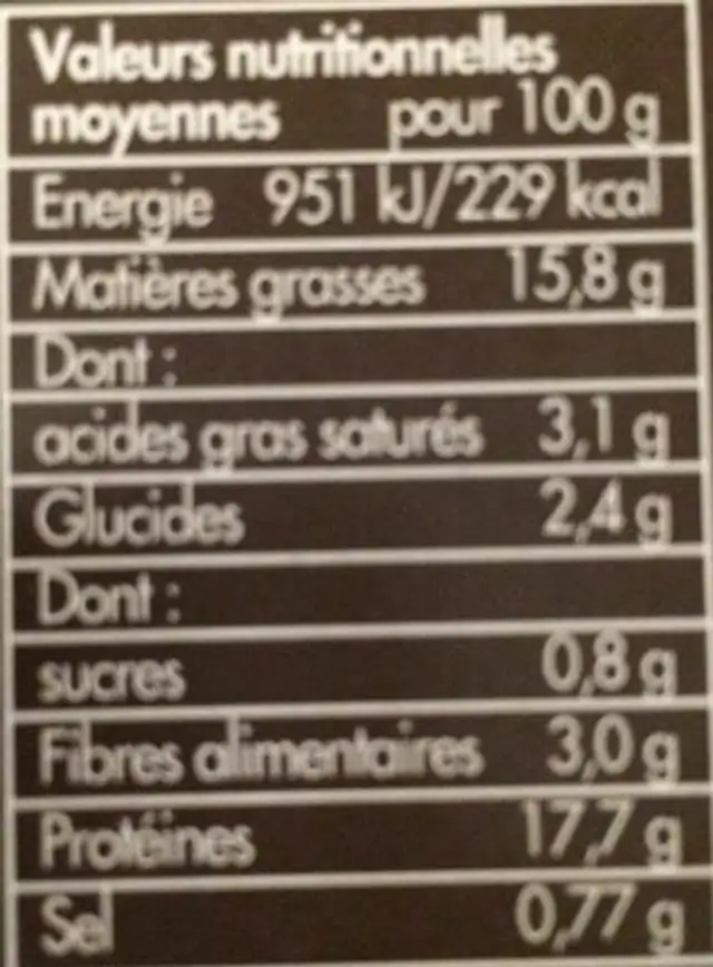 Médaillons de saumon farci nutrition facts table