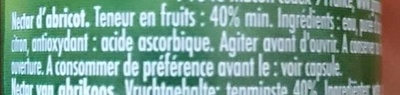 Granini abricot ingredients label