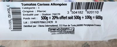 Tomate ingredients label