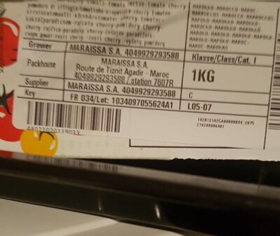 Tomates cerises nutrition facts table