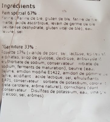 Sandwich Pavé Gourmand - rosette cornichons ingredients label