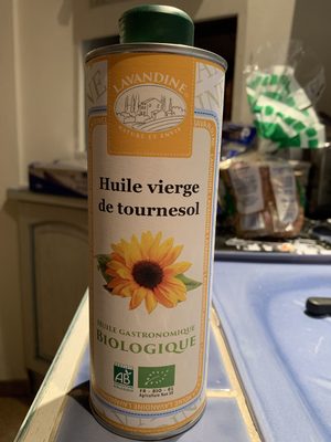 Huile vierge de tournesol front packaging