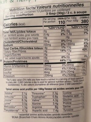 Vegan protein mix nutrition facts table